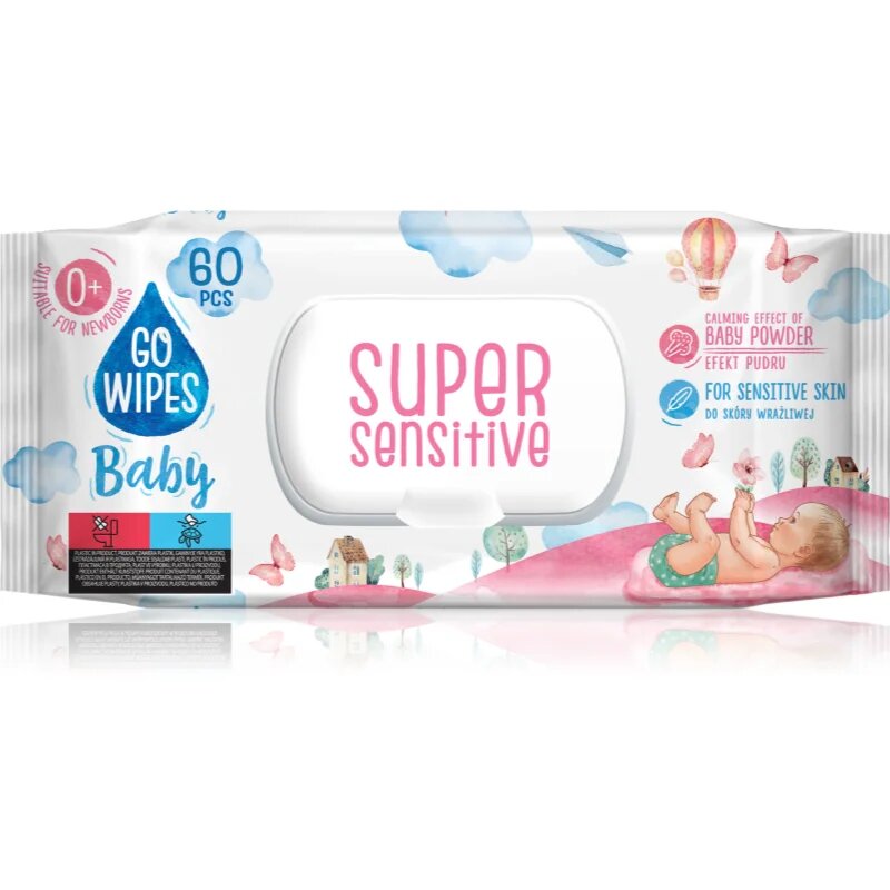 GoWipes Super Sensitive vlažni čistilni robčki za otroke za občutljivo kožo 0+ 60 kos