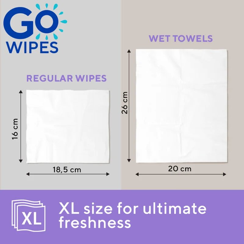 GoWipes Wet Towels osvežujoče vlažne brisačke 26x20 cm 15 kos