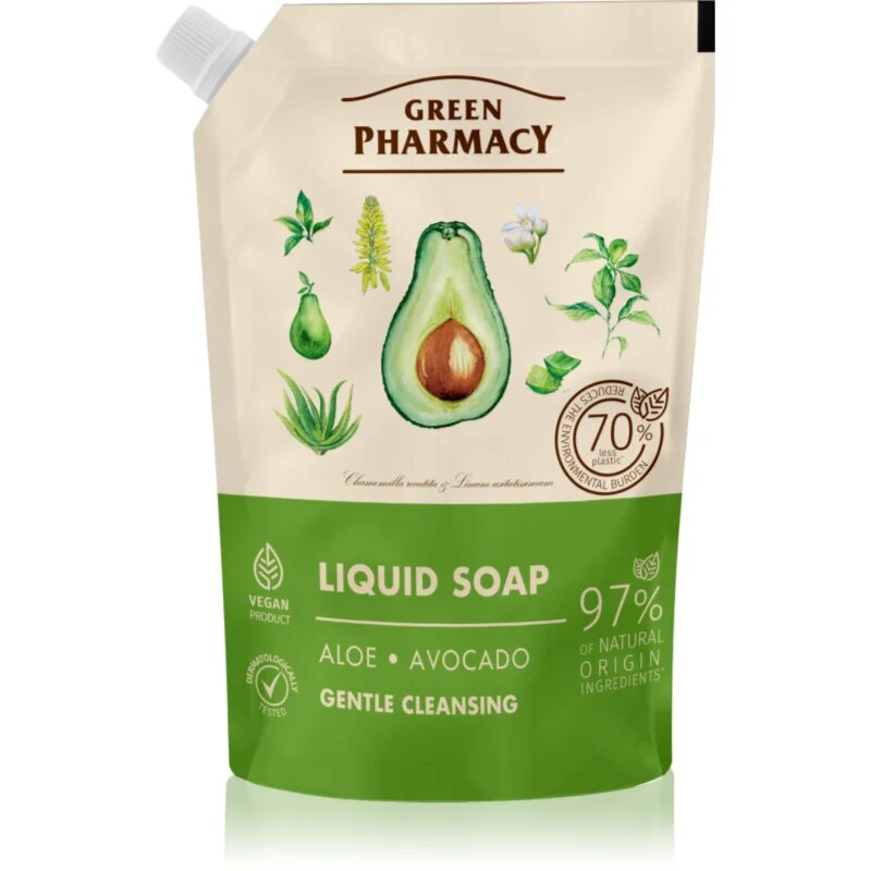 Green Pharmacy Aloe & Avocado tekoče milo za roke nadomestno polnilo 460 ml