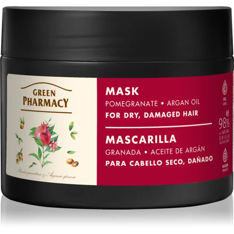 Green Pharmacy Argan Oil & Pomegranate Care Mask negovalna maska za poškodovane lase 300 ml