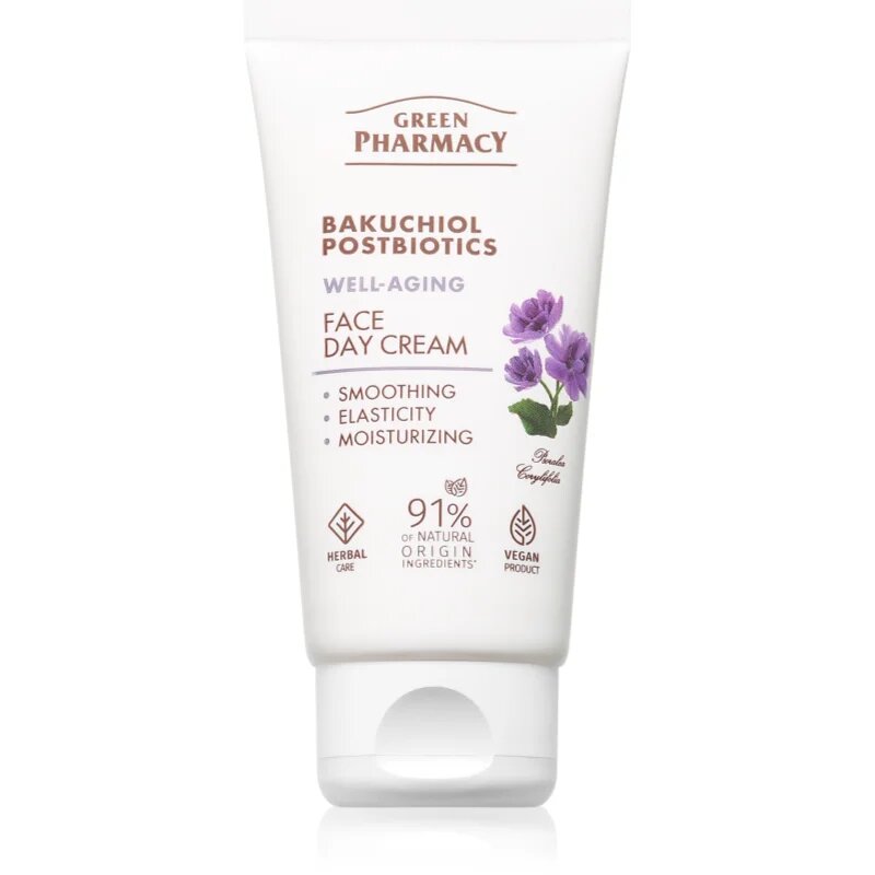 Green Pharmacy Bakuchiol & Postbiotics Day Face Cream pomlajevalna zaščitna dnevna krema 50 ml