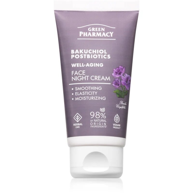 Green Pharmacy Bakuchiol & Postbiotics Night Face Cream vlažilna nočna krema proti gubam 50 ml
