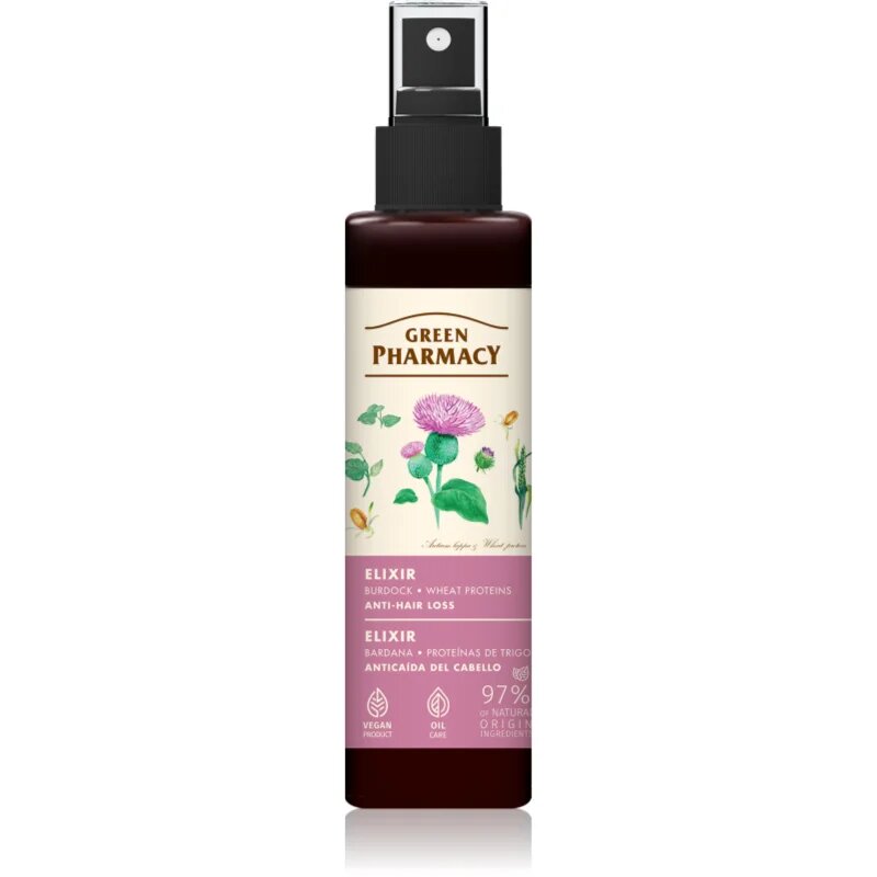 Green Pharmacy Burdock & Wheat proteins Elixir nega las brez spiranja proti izpadanju las 150 ml