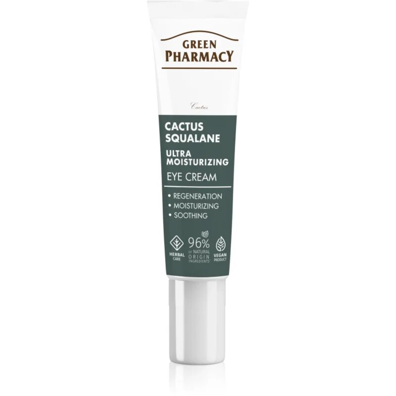 Green Pharmacy Cactus & Squalane Eye Cream vlažilna in posvetlitvena nega za veke in kolobarje pod očmi 15 ml