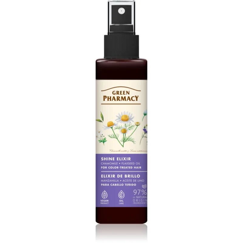 Green Pharmacy Chamomile & Flaxseed oil Elixir eliksir brez spiranja za barvane lase 150 ml