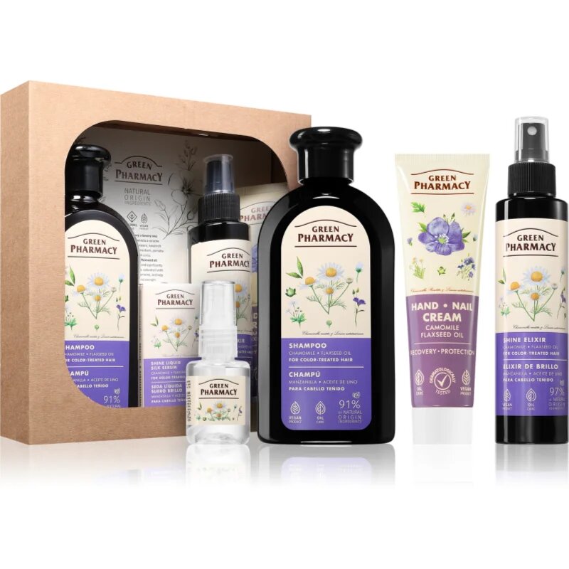 Green Pharmacy Chamomile & Flaxseed oil Set darilni set za barvane lase