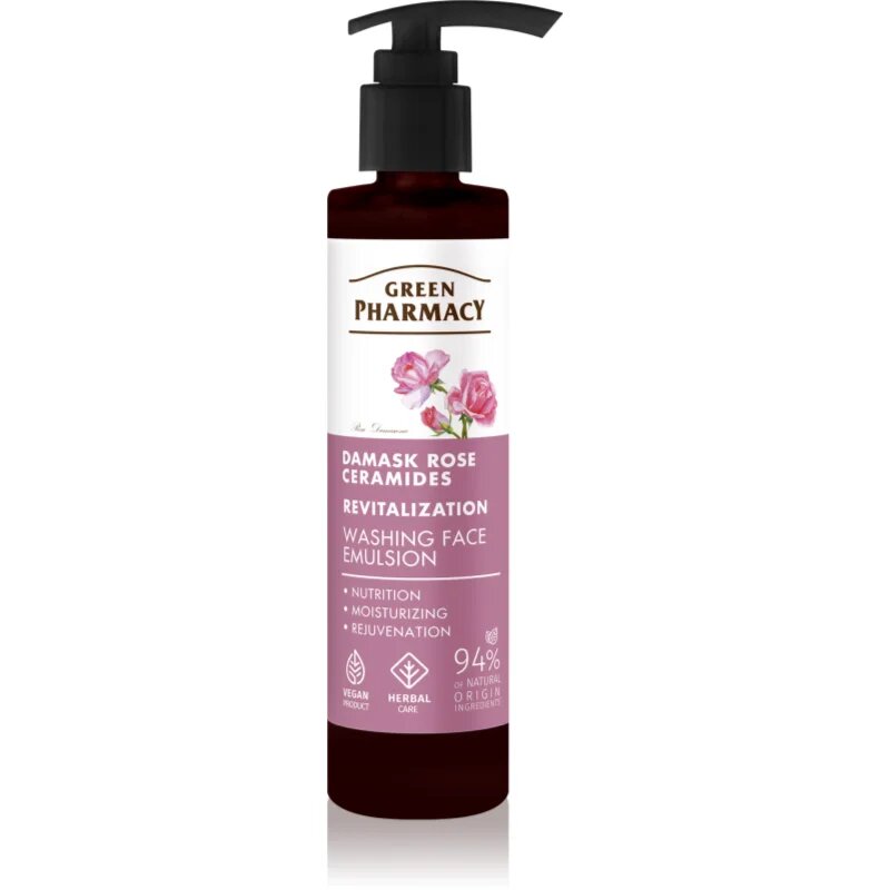 Green Pharmacy Damask Rose & Ceramides Face Emulsion čistilna emulzija za obraz 150 ml