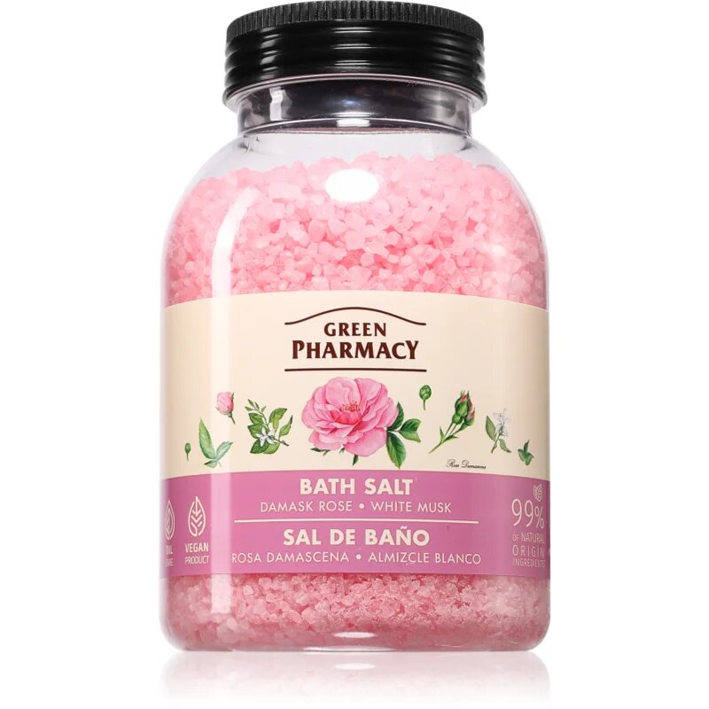 Green Pharmacy Damask Rose & White Musk Bath Salt relaksacijska sol za kopel 1000 g