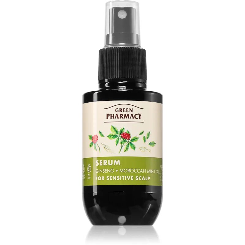 Green Pharmacy Ginseng & Morrocan mint oil Serum serum za občutljive lase 100 ml