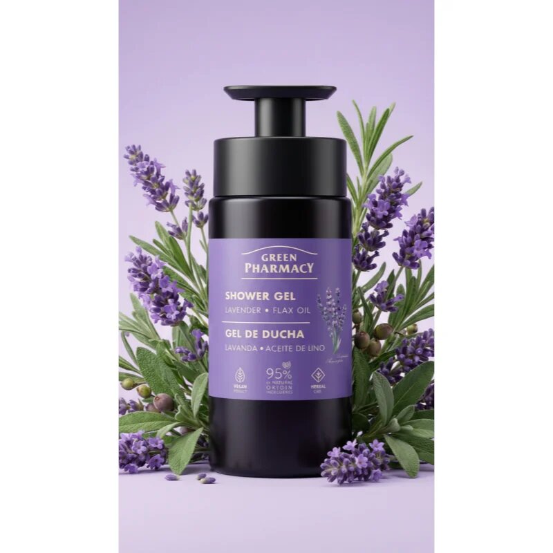 Green Pharmacy Lavender & Flax Oil gel za prhanje 739 ml