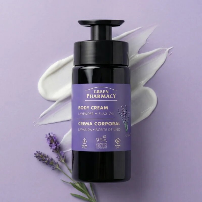 Green Pharmacy Lavender & Flax Oil krema za telo 739 ml