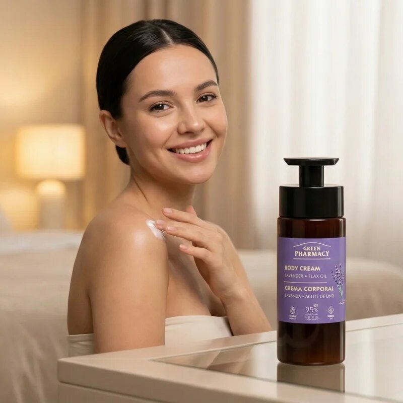 Green Pharmacy Lavender & Flax Oil krema za telo 739 ml