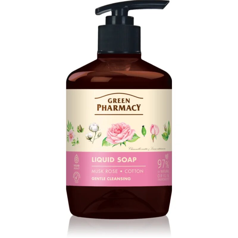 Green Pharmacy Musk Rose & Cotton tekoče milo za roke 460 ml
