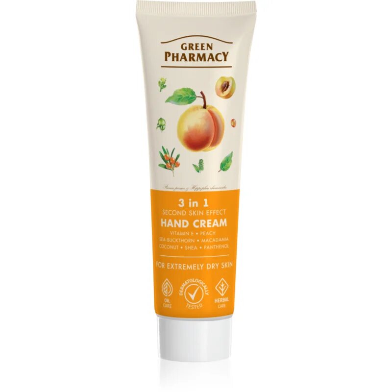 Green Pharmacy Peach krema za roke in nohte za suho kožo 100 ml
