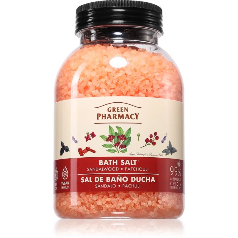 Green Pharmacy Sandalwood & Patchouli Bath Salt relaksacijska sol za kopel 1000 g