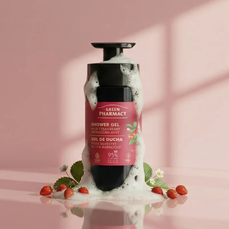Green Pharmacy Wild Strawberry & Moroccan Mint Oil gel za prhanje 739 ml