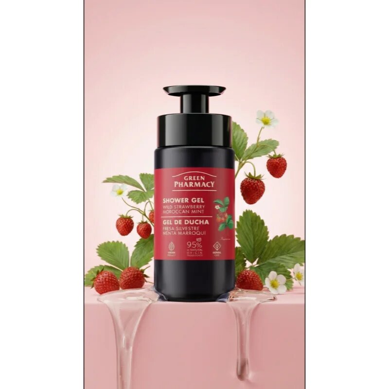 Green Pharmacy Wild Strawberry & Moroccan Mint Oil gel za prhanje 739 ml