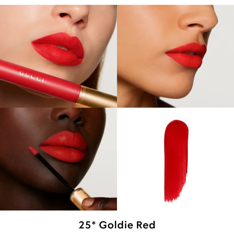 Gucci Beauty Rouge à Lèvres Matte Lipstick mat tekoča šminka odtenek 25* Goldie Red 6.5 ml