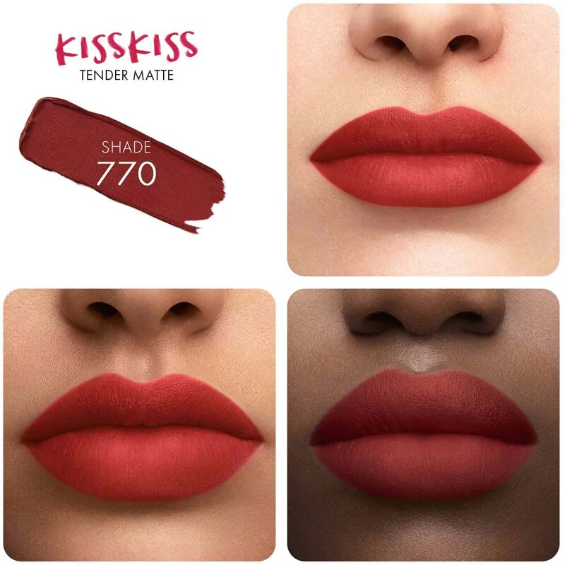 GUERLAIN KissKiss Tender Matte dolgoobstojna šminka z mat učinkom odtenek 770 Desire Red 2.8 g