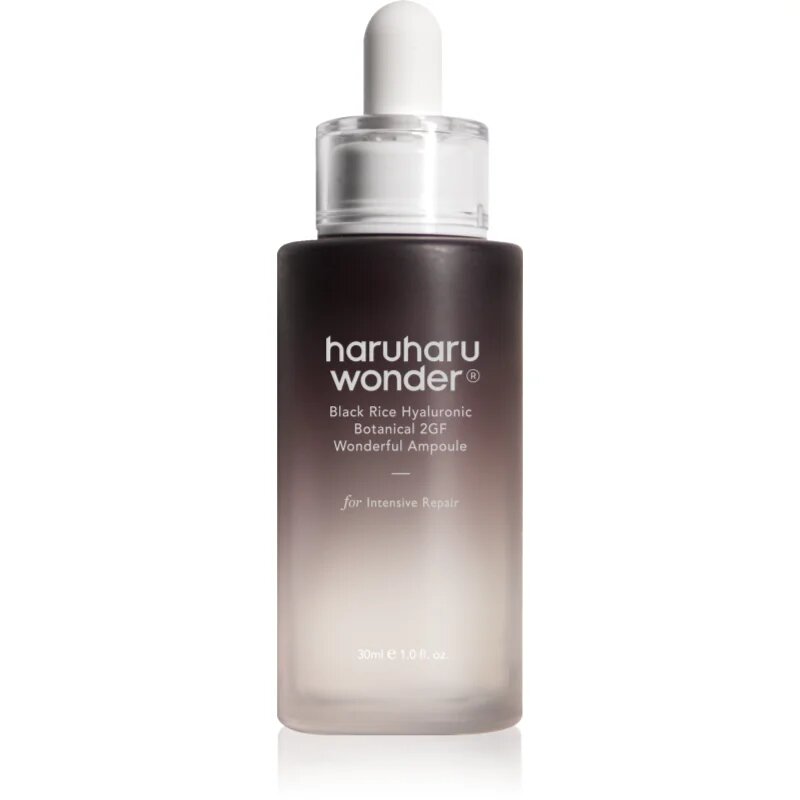 Haruharu Wonder Black Rice Hyaluronic Botanical 2GF Wonderful Ampoule vlažilni serum proti gubam s pomirjajočim učinkom 30 ml