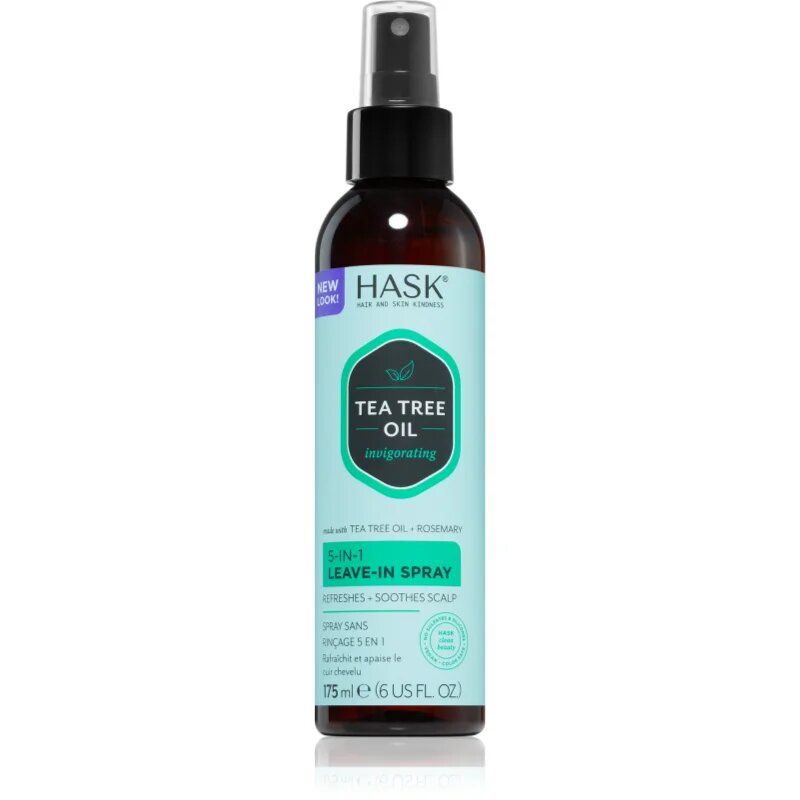 HASK Tea Tree Oil & Rosemary pršilo brez spiranja za suho in srbeče lasišče 175 ml
