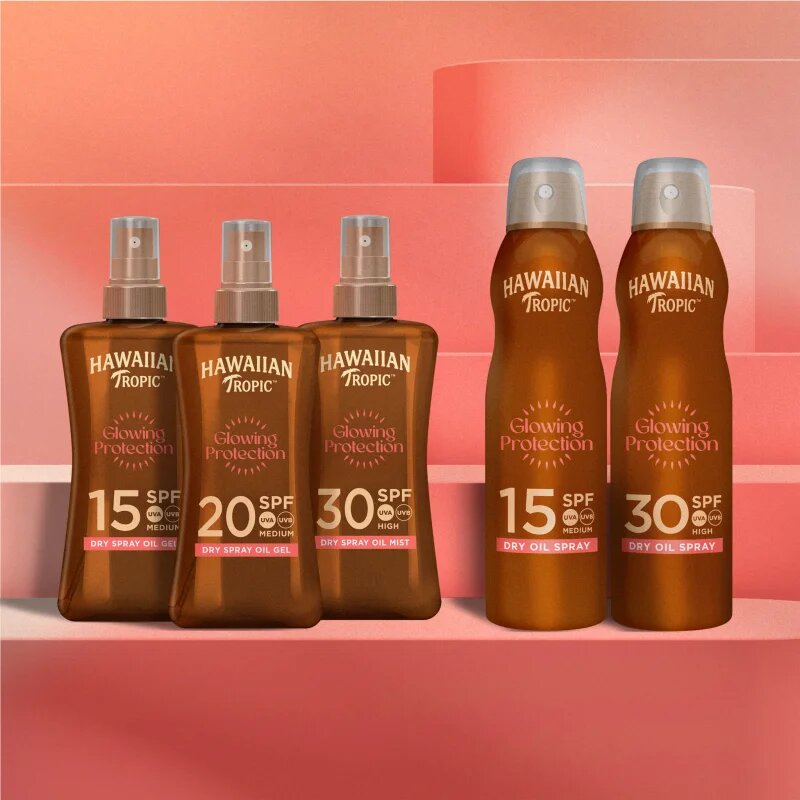 Hawaiian Tropic Glowing Protection Dry Oil Spray zaščitno pršilo za sončenje SPF 15 177 ml