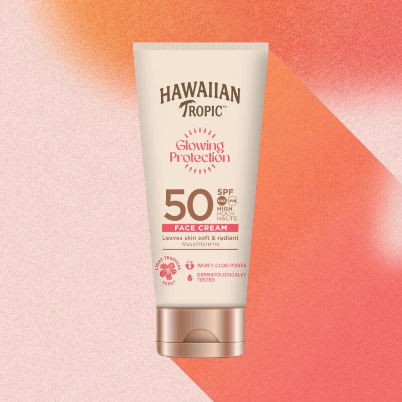 Hawaiian Tropic Glowing Protection Face Cream krema za sončenje za obraz SPF 50 50 ml