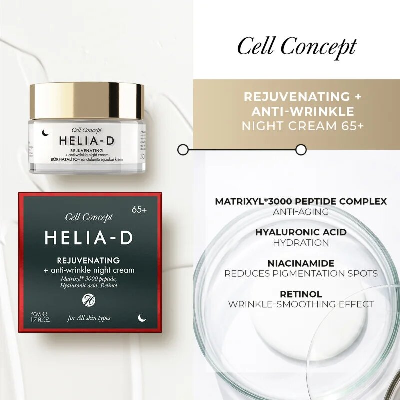 Helia-D Cell Concept nočna pomlajevalna krema 65+ 50 ml