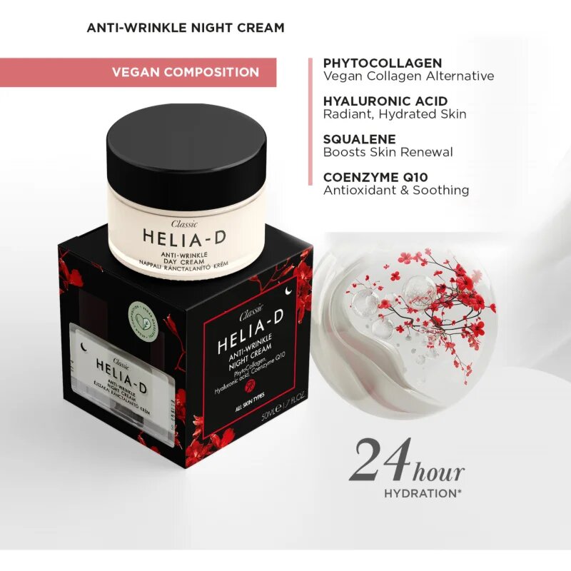 Helia-D Classic vlažilna nočna krema proti gubam 50 ml