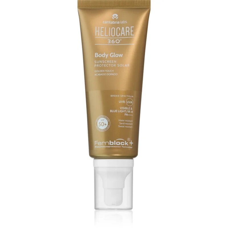 Heliocare 360° Body Glow bleščeči gel za telo za sončenje SPF 50+ 100 ml
