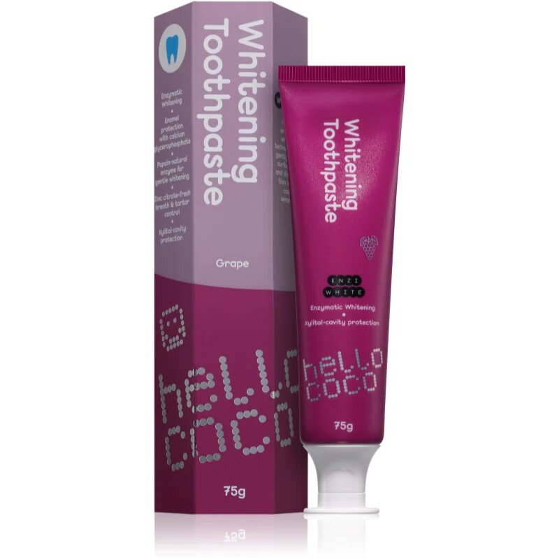 Hello Coco Whitening Toothpaste Grape zobna pasta za beljenje zob z okusom 75 g