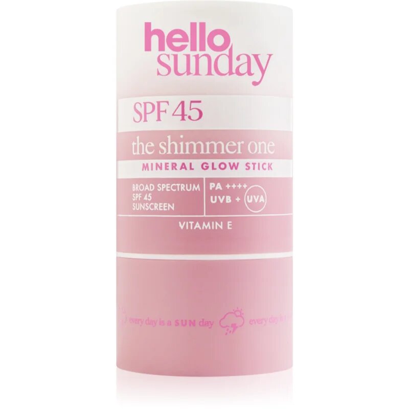 hello sunday the shimmer one mineral glow stick mineralna zaščitna paličica za občutljive predele kože SPF 45 20 g