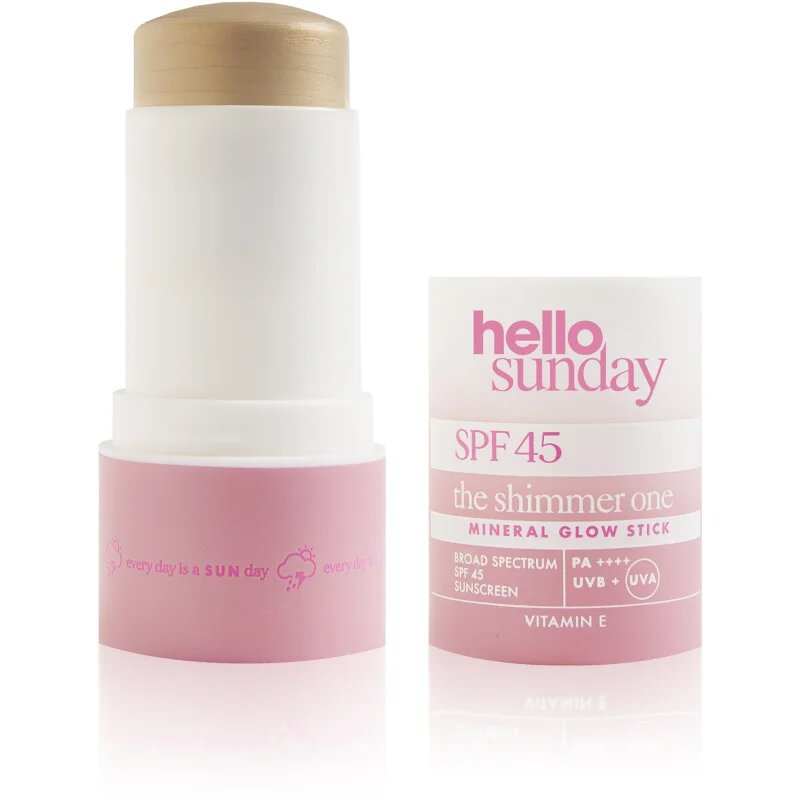 hello sunday the shimmer one mineral glow stick mineralna zaščitna paličica za občutljive predele kože SPF 45 20 g