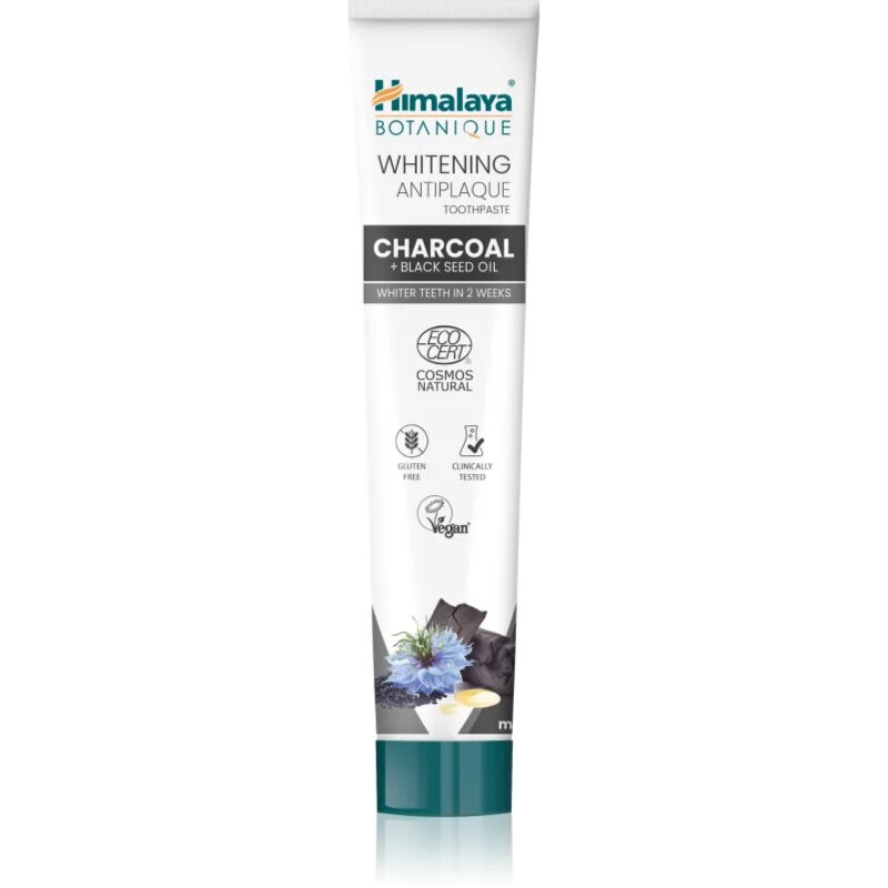 Himalaya Herbals Whitening Antiplaque Charcoal + Black Seed Oil belilna zobna pasta z aktivnim ogljem 75 ml