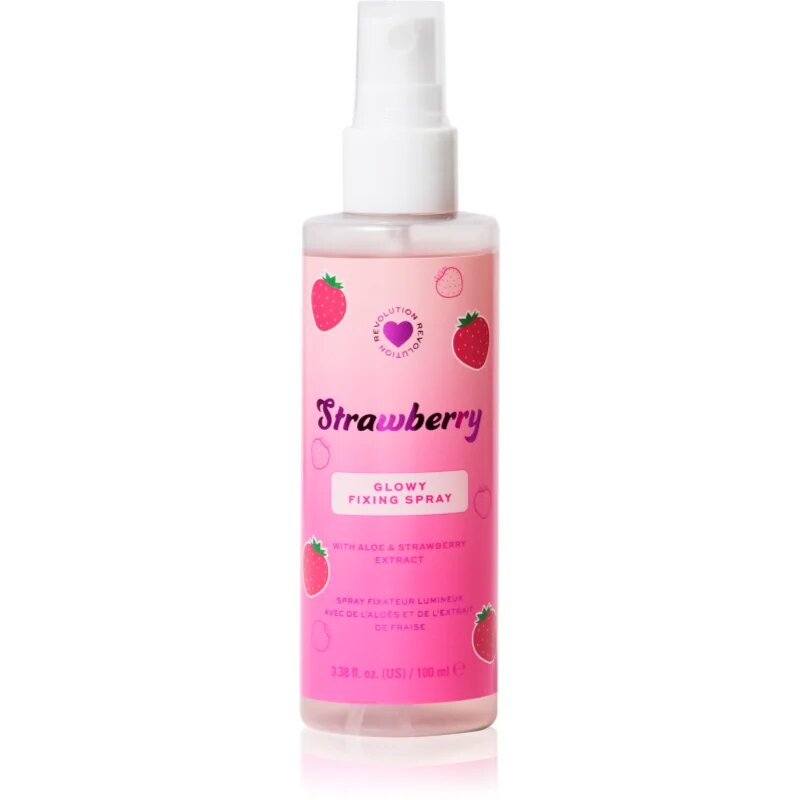 I Heart Revolution Strawberry Glow Fixing Spray posvetlitveno fiksacijsko pršilo odtenek Strawberry 100 ml