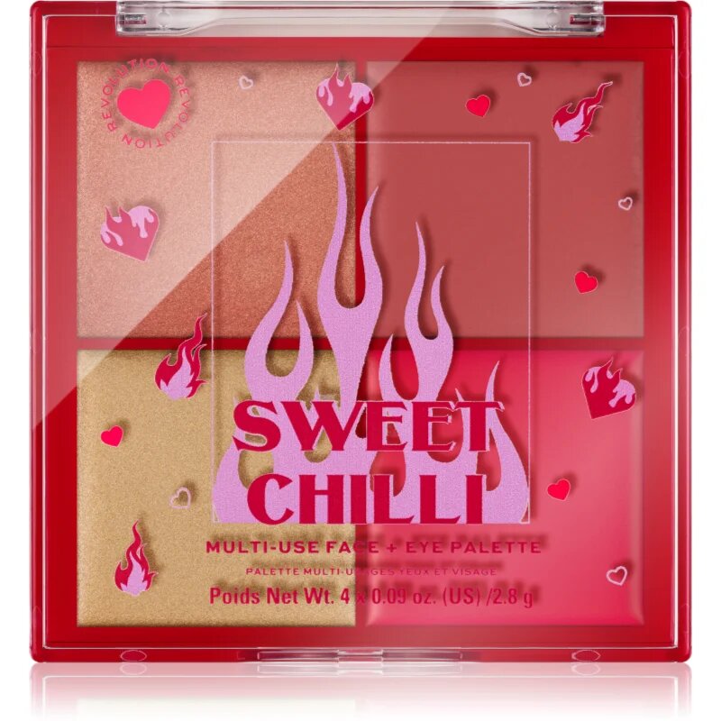 I Heart Revolution Sweet Chilli Blush & Highlight Quad paleta osvetljevalcev in rdečil 4x0.9 g