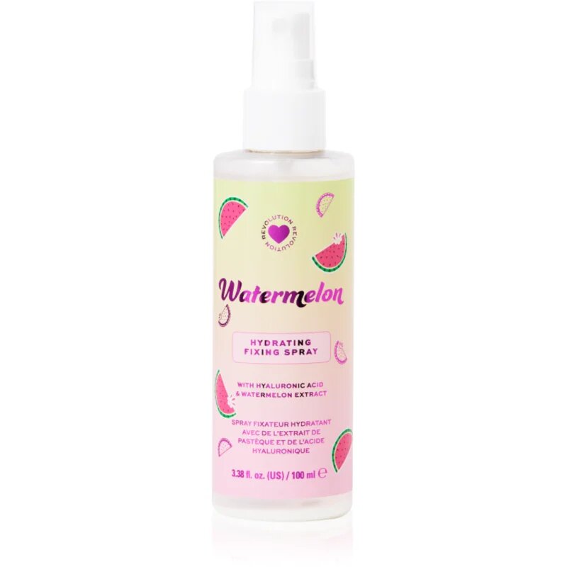 I Heart Revolution Watermelon Dewy Fixing Spray pršilo za fiksiranje z vlažilnim učinkom odtenek Watermelon 100 ml