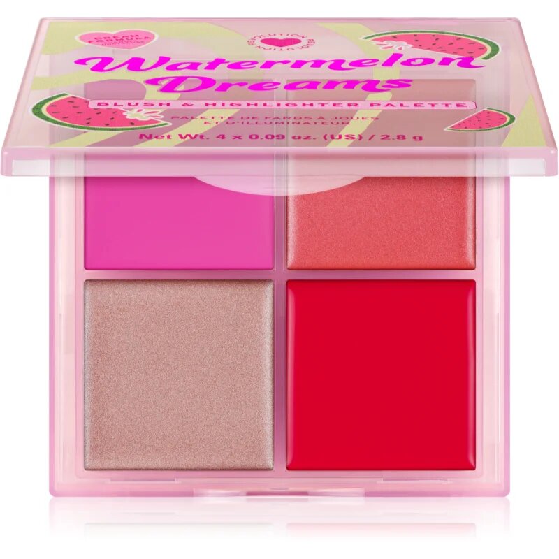I Heart Revolution Watermelon Dreams Blush & Highlighter Quad paleta osvetljevalcev in rdečil 4x2.8 g