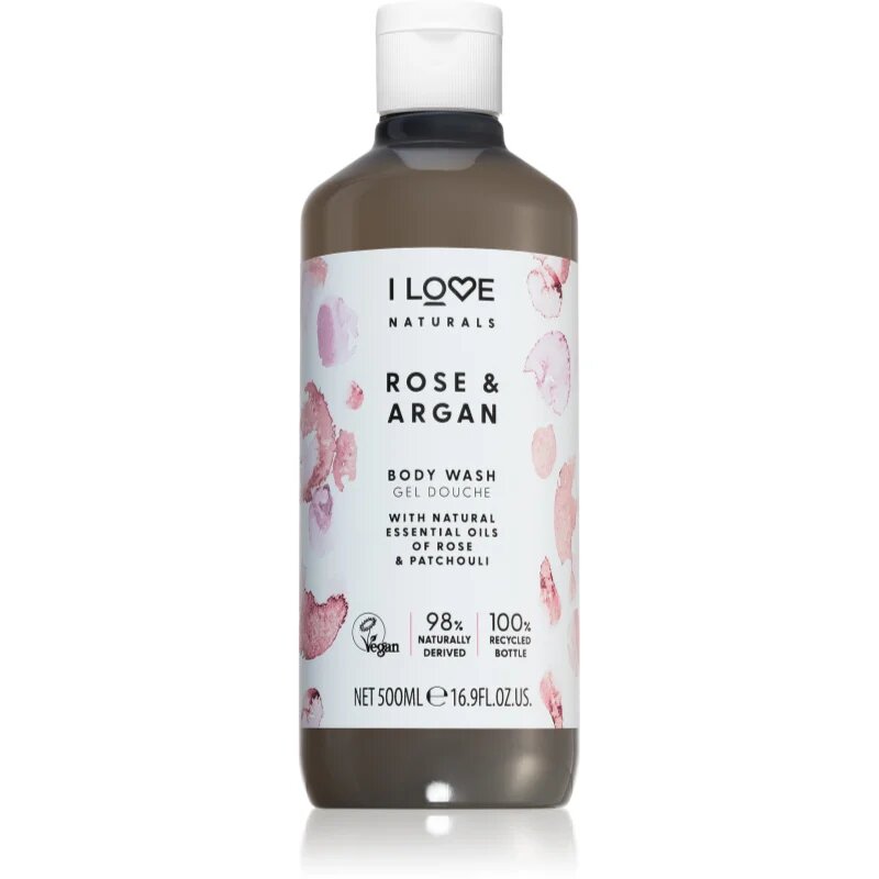 I Love Naturals Rose & Argan opojen gel za prhanje z vonjem vrtnic 500 ml