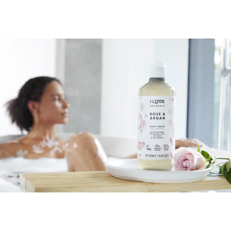 I Love Naturals Rose & Argan opojen gel za prhanje z vonjem vrtnic 500 ml