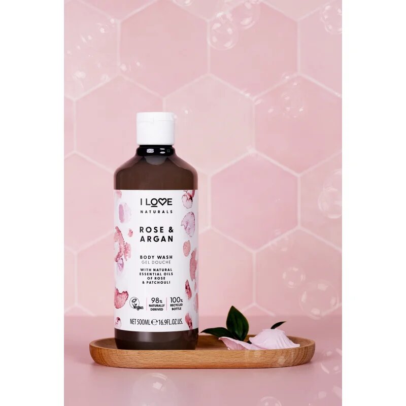 I Love Naturals Rose & Argan opojen gel za prhanje z vonjem vrtnic 500 ml
