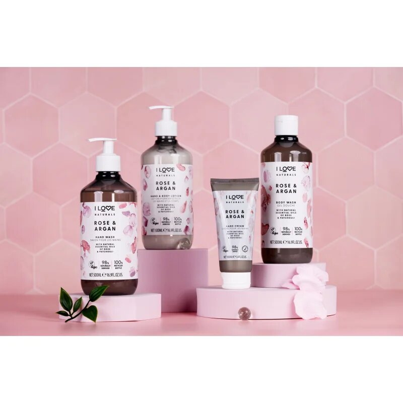 I Love Naturals Rose & Argan opojen gel za prhanje z vonjem vrtnic 500 ml