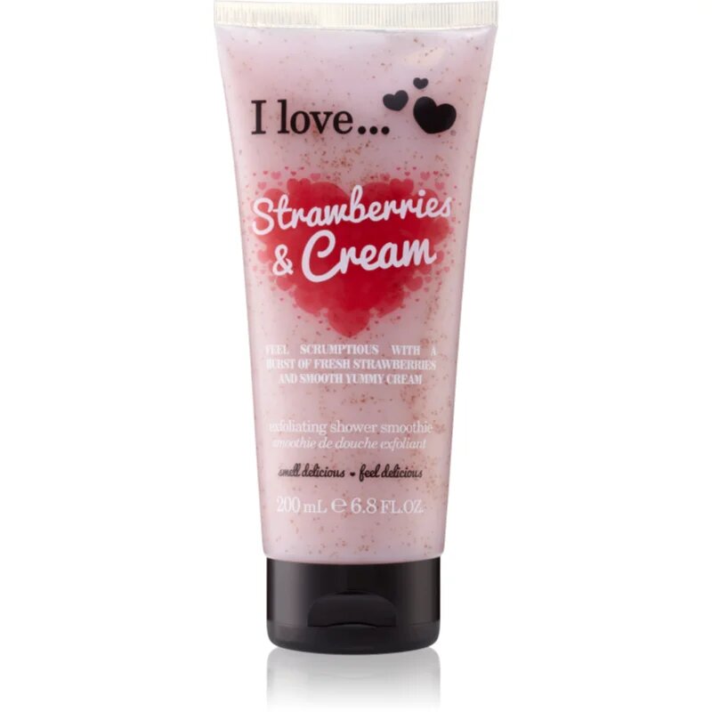 I Love Strawberries & Cream gel za prhanje s piling učinkom 200 ml