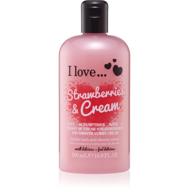 I Love Strawberries & Cream krema za prhanje in kopanje 500 ml