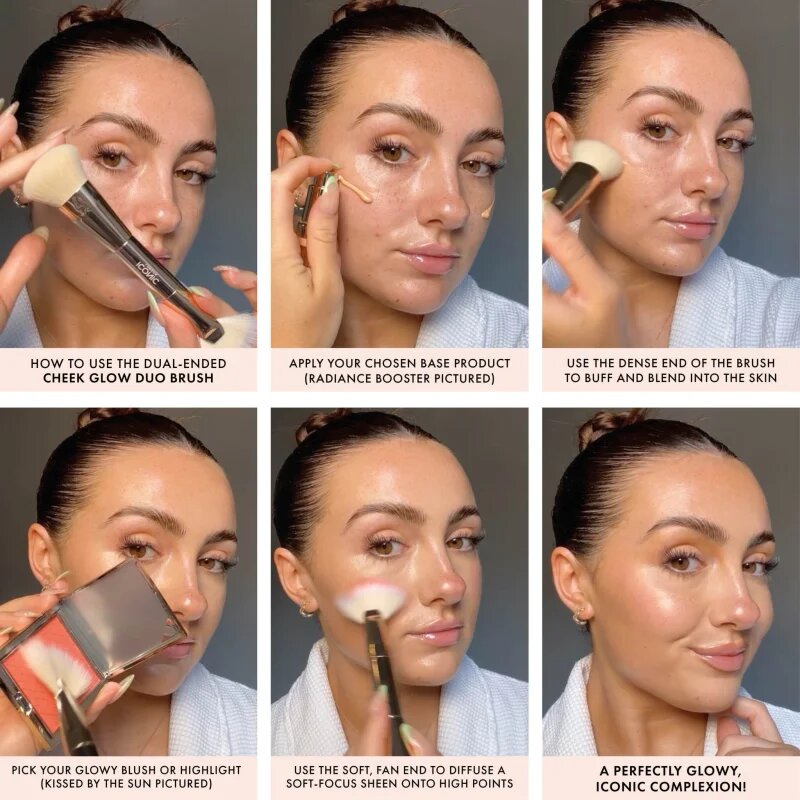 ICONIC London Cheek Glow Duo Brush obojestranski čopič 1 kos