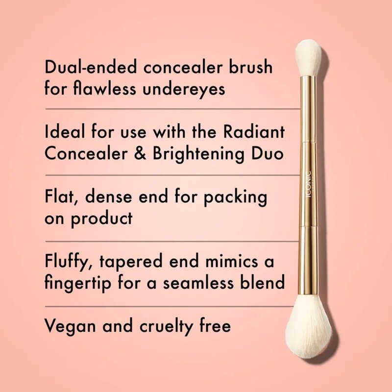 ICONIC London Highlight & Blush Brush obojestranski čopič za rdečilo in obrobljanje 1 kos