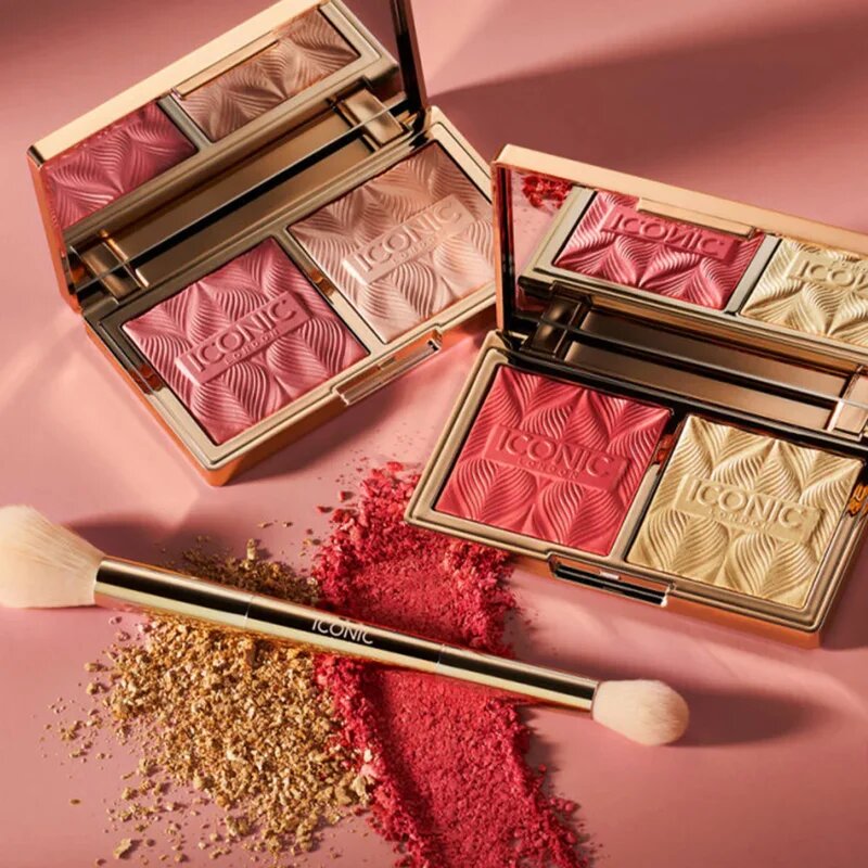 ICONIC London Highlight & Blush Brush obojestranski čopič za rdečilo in obrobljanje 1 kos