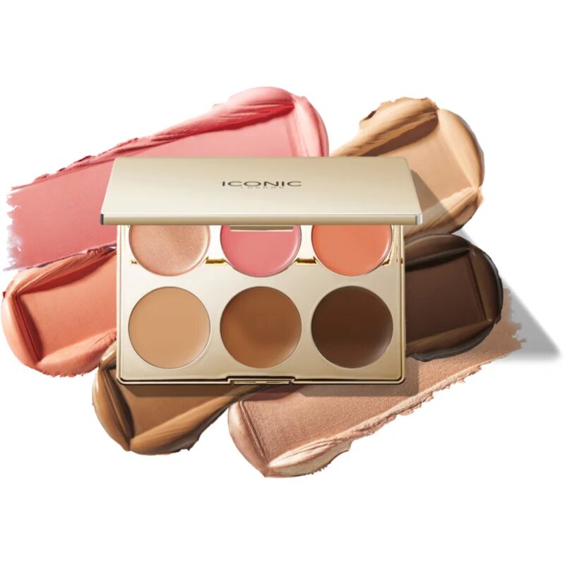 ICONIC London Multi-Use Cream Blush Bronze and Highlight Palette večnamenska paleta za obraz 6x3.2 g