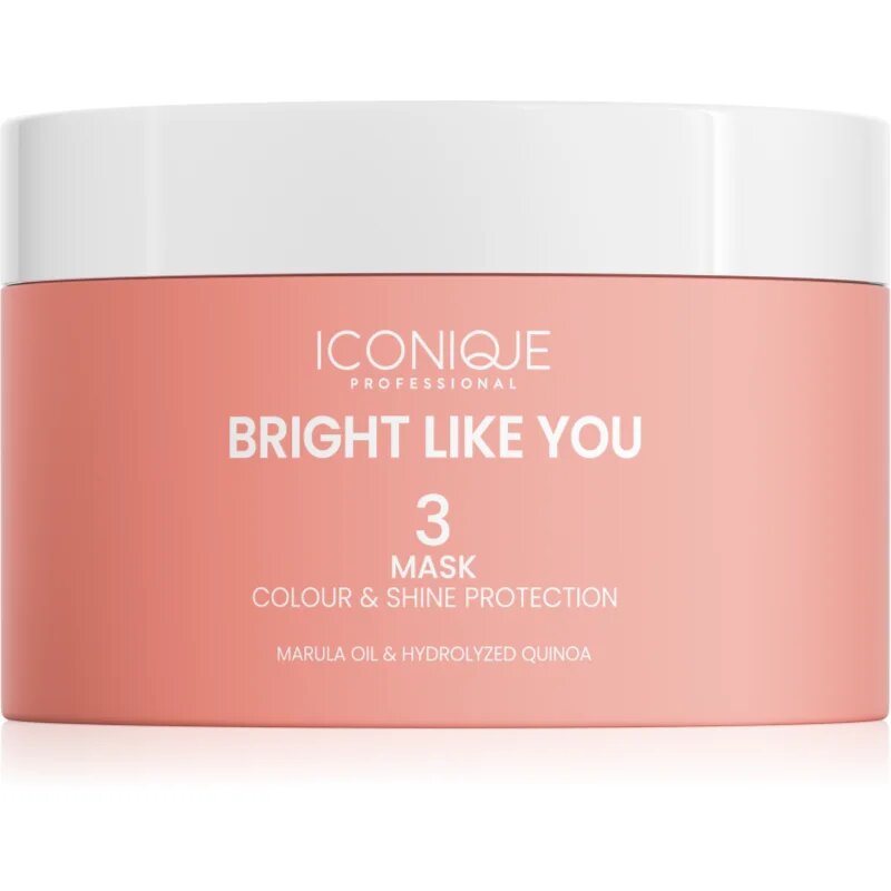 ICONIQUE Professional BRIGHT LIKE YOU Colour & Shine Protection Mask maska za obnovo in zaščito kože za barvane lase 200 ml