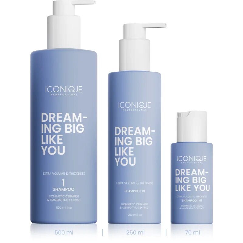 ICONIQUE Professional DREAMING BIG LIKE YOU Volume & Thickness šampon za povečanje volumna za tanke lase 500 ml
